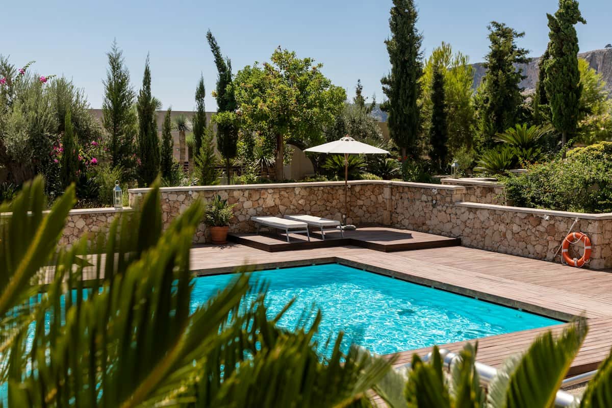 Crystal clean swimming pool at Sasan Gir Safari Villa & Pool, Sasan Gir